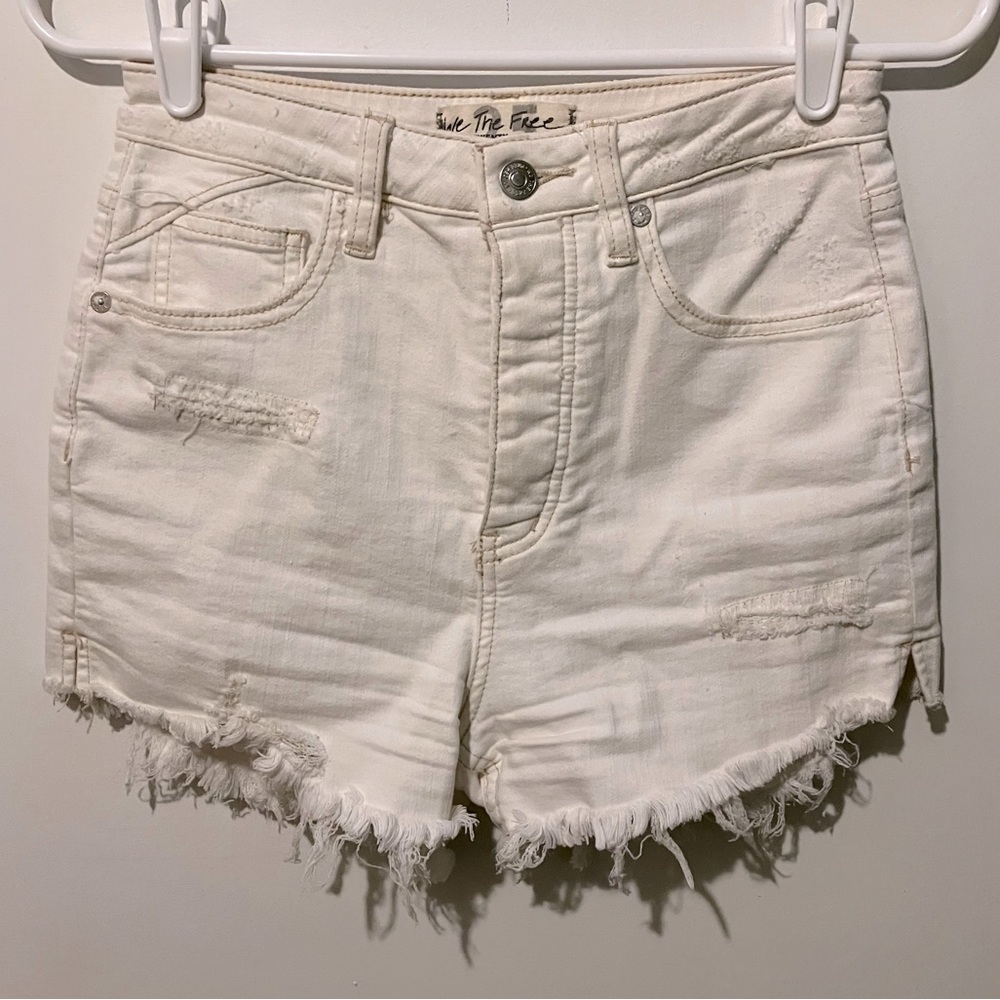 We the Free by Free People White Denim Shorts Size 25